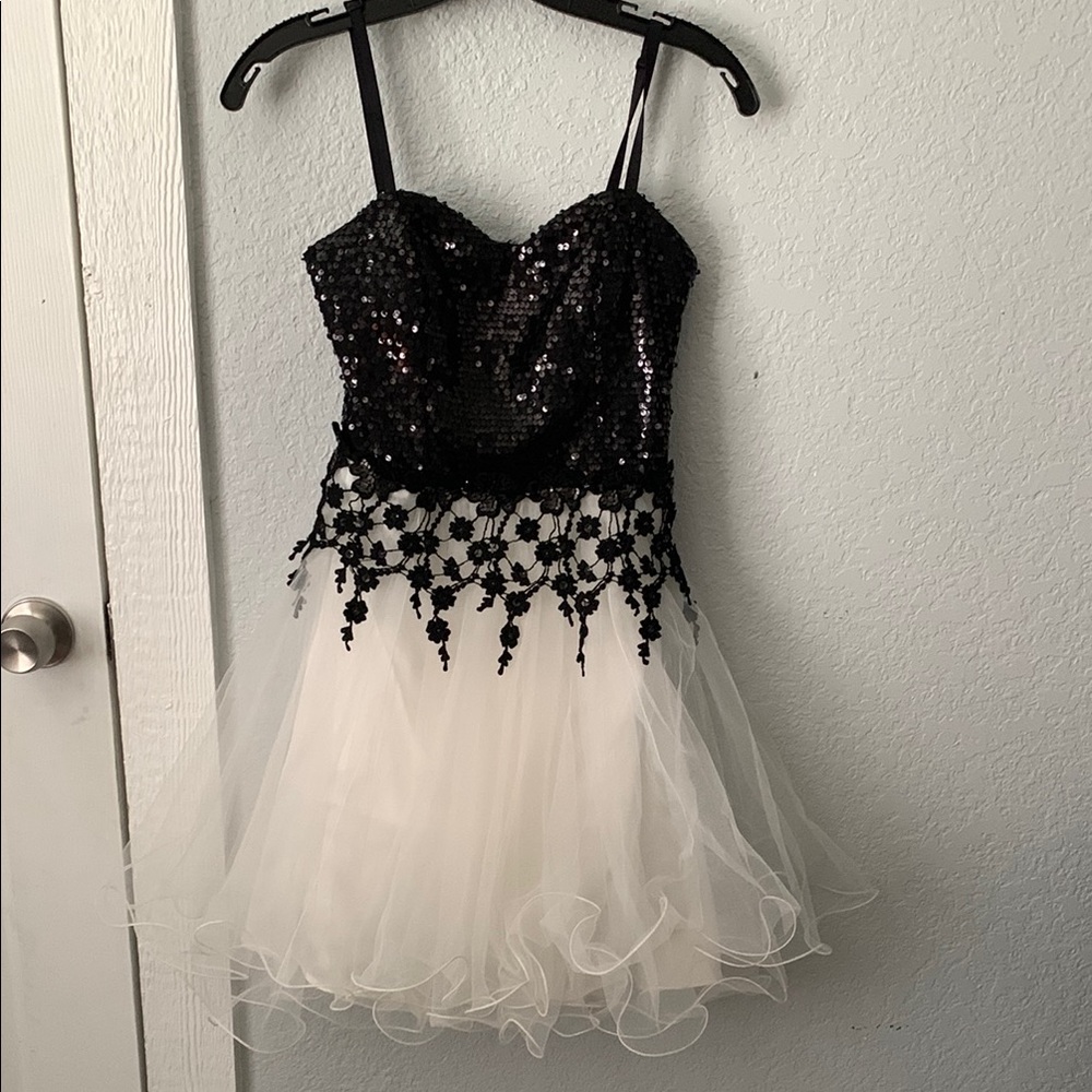 Black Sequin and White Tulle Dress